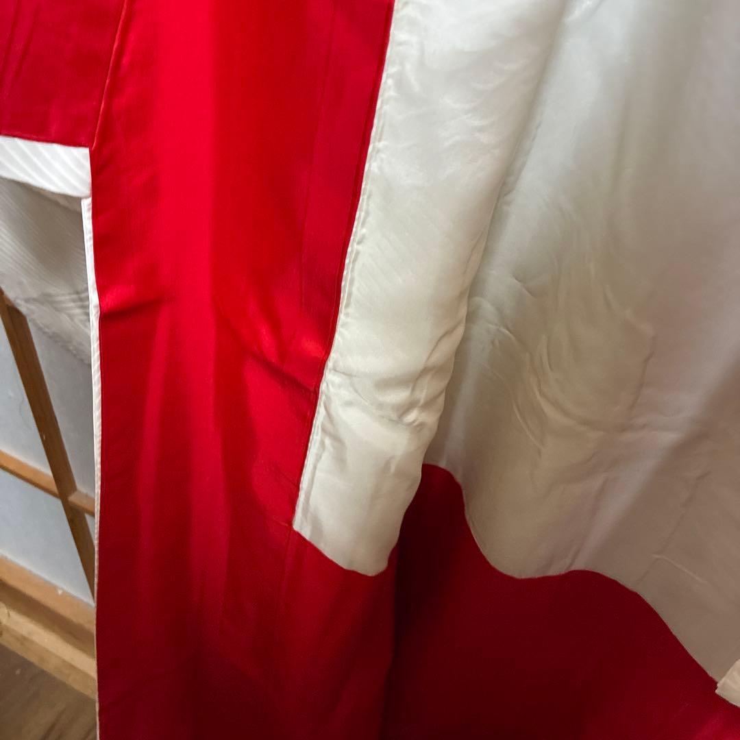 ち*ぃ様 花嫁着物白無垢掛下。比翼、白赤色婚礼用掛下白無垢婚礼衣装鶴模様、表内側