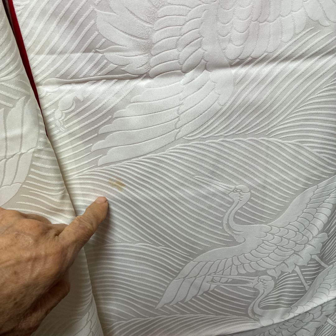 ち*ぃ様 花嫁着物白無垢掛下。比翼、白赤色婚礼用掛下白無垢婚礼衣装鶴模様、表内側