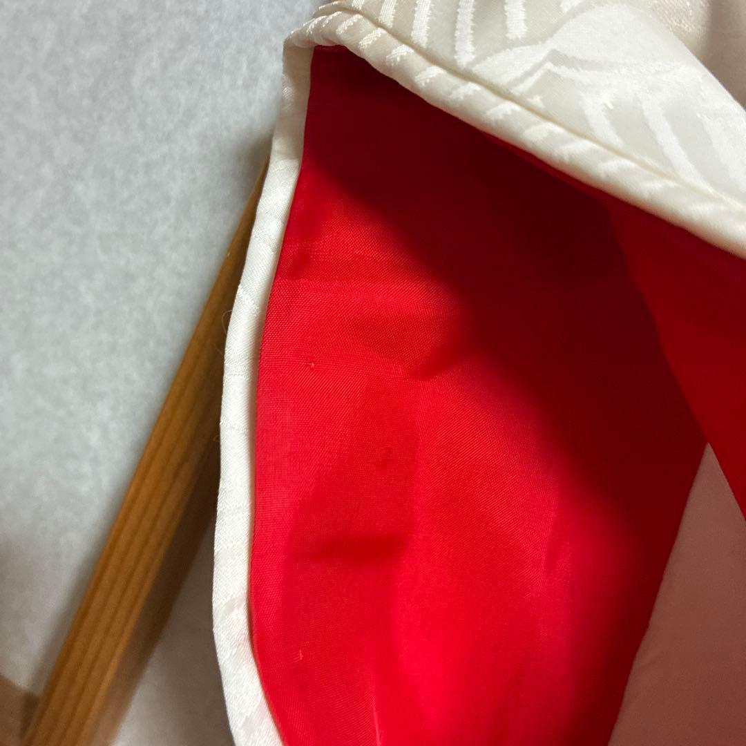 ち*ぃ様 花嫁着物白無垢掛下。比翼、白赤色婚礼用掛下白無垢婚礼衣装鶴模様、表内側