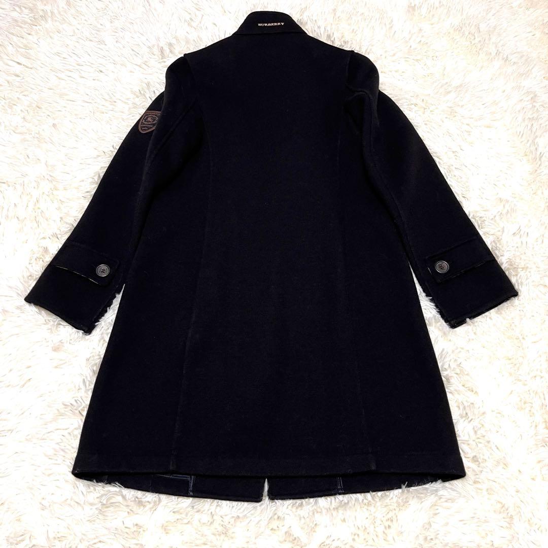 【美品】バーバリーロンドン ステンカラーコート ロング丈 メガチェック 黒 S