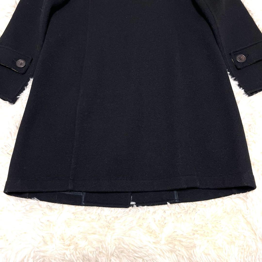 【美品】バーバリーロンドン ステンカラーコート ロング丈 メガチェック 黒 S