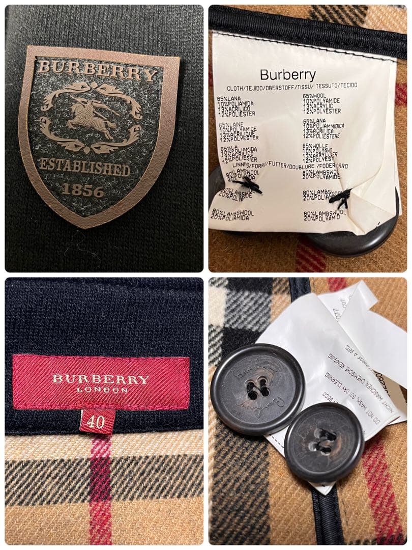 【美品】バーバリーロンドン ステンカラーコート ロング丈 メガチェック 黒 S