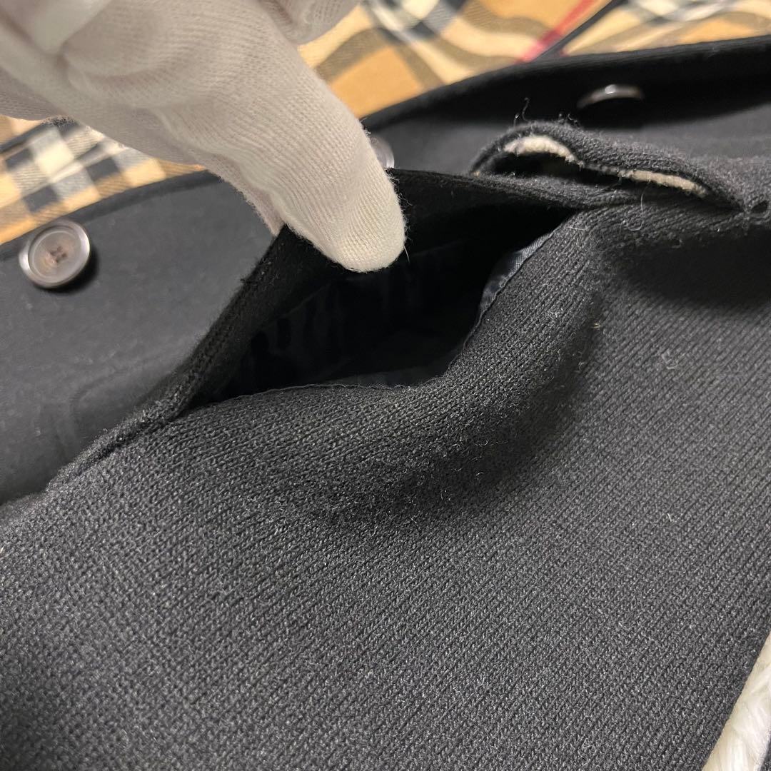【美品】バーバリーロンドン ステンカラーコート ロング丈 メガチェック 黒 S