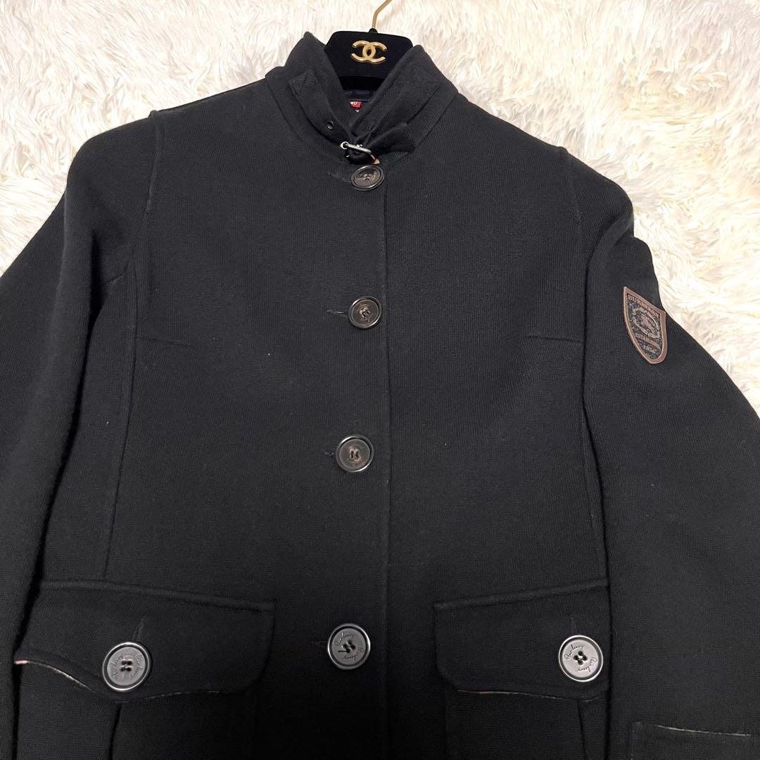 【美品】バーバリーロンドン ステンカラーコート ロング丈 メガチェック 黒 S