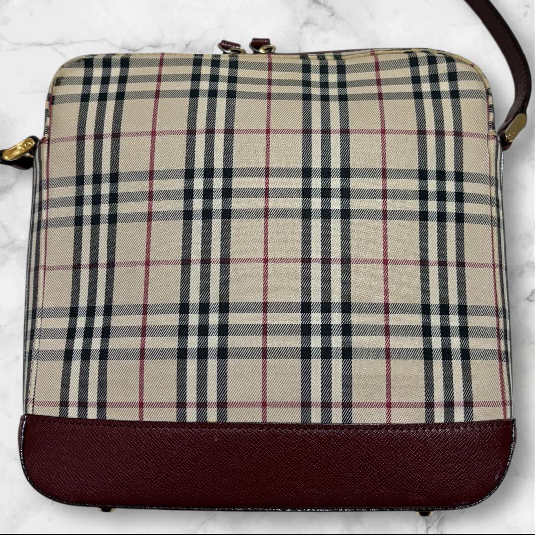 Burberry バーバリー　ショルダーバッグ　ノバチェック　レザー　レッド