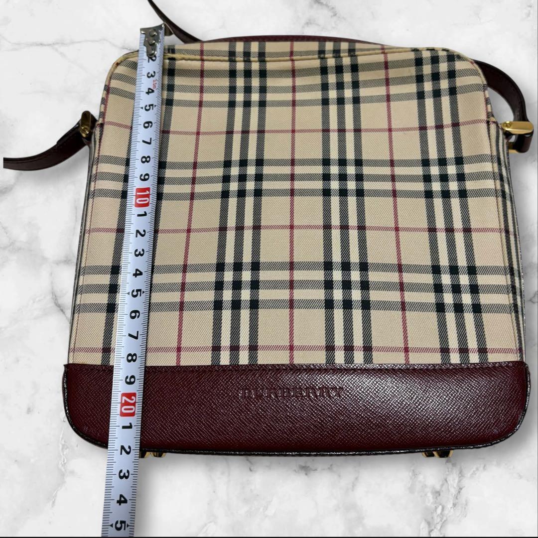 Burberry バーバリー　ショルダーバッグ　ノバチェック　レザー　レッド