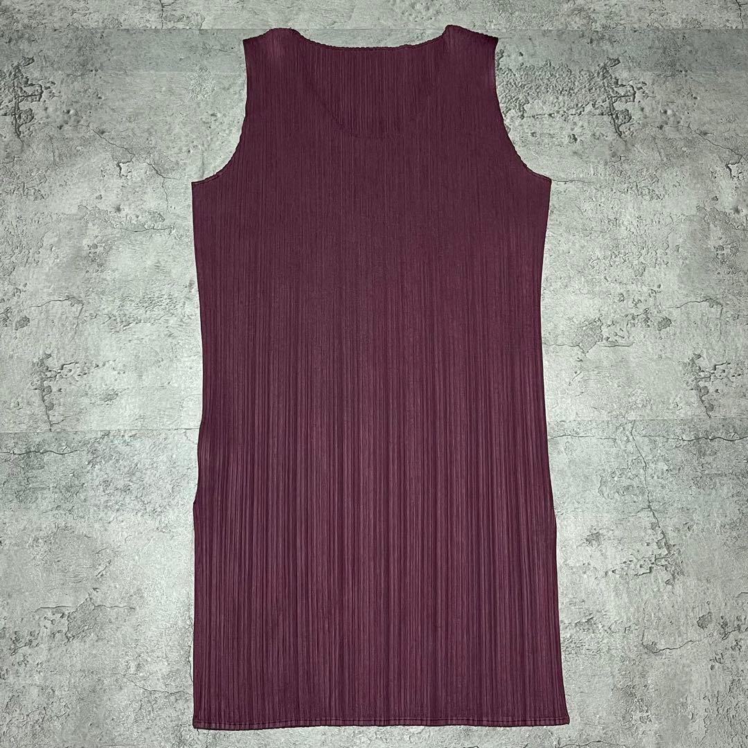 プリーツプリーズ　ワインレッド　ノースリーブ　チュニック　4サイズ