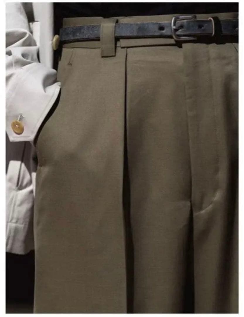 パンツ WOOL MOHAIR GABERDINE 1TUCK BAGGY SLACKS