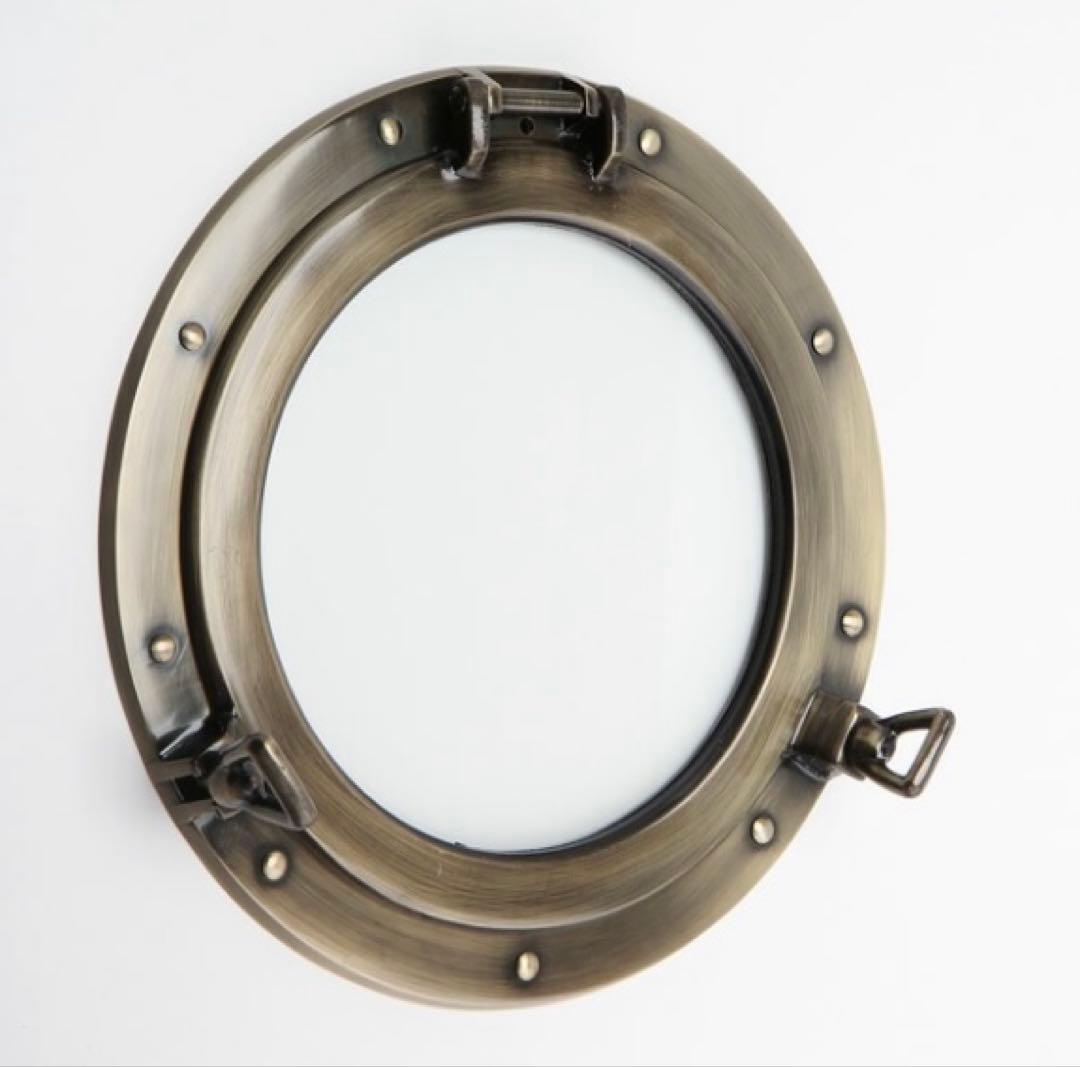 【新品】真鍮製 丸窓 ガラス窓 船舶風 マリンインテリア 壁飾り　送料無料