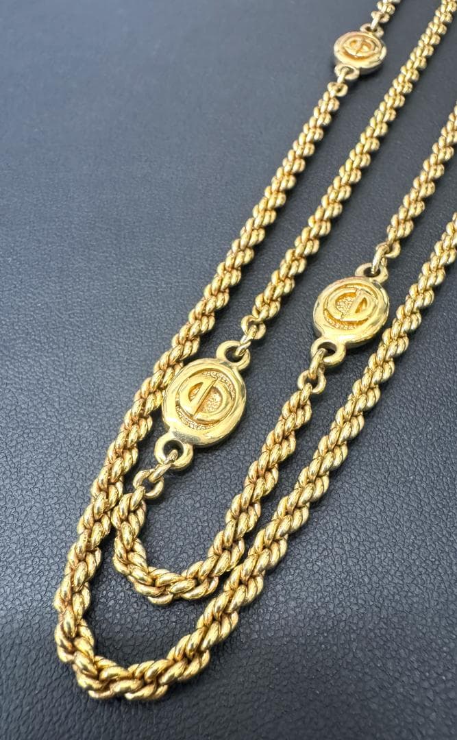 ★Dior ロングチェーン　ネックレス ロゴ金具 ゴールド
