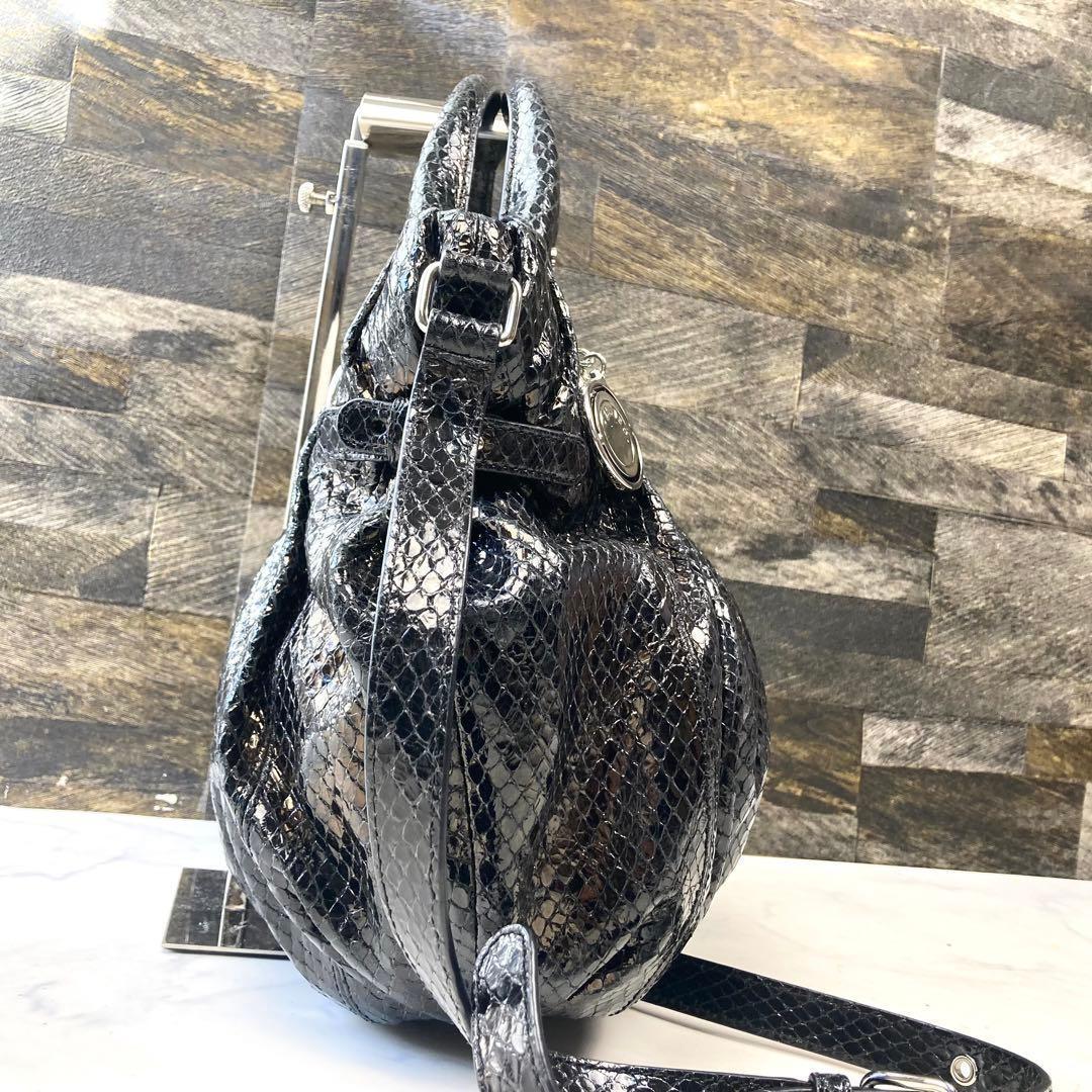 【CELINE】 ピロースモールレザー2way ショルダーバッグ 黒