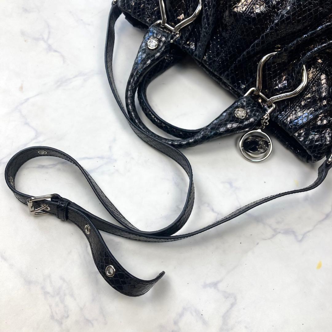 【CELINE】 ピロースモールレザー2way ショルダーバッグ 黒