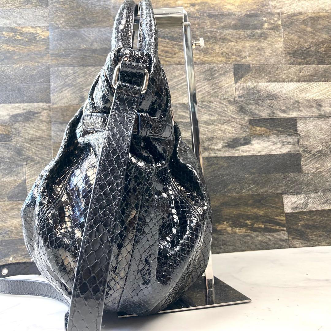 【CELINE】 ピロースモールレザー2way ショルダーバッグ 黒