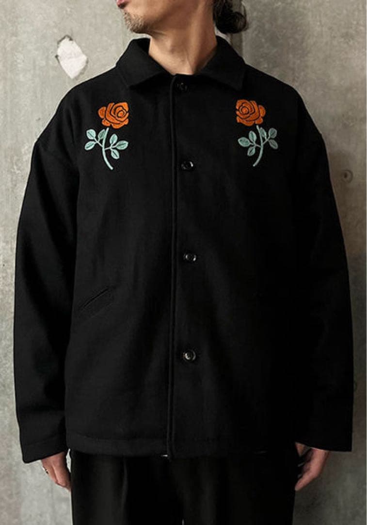 【マミー】HAVE A GRATEFUL DAY バラ刺繍ジャケット L