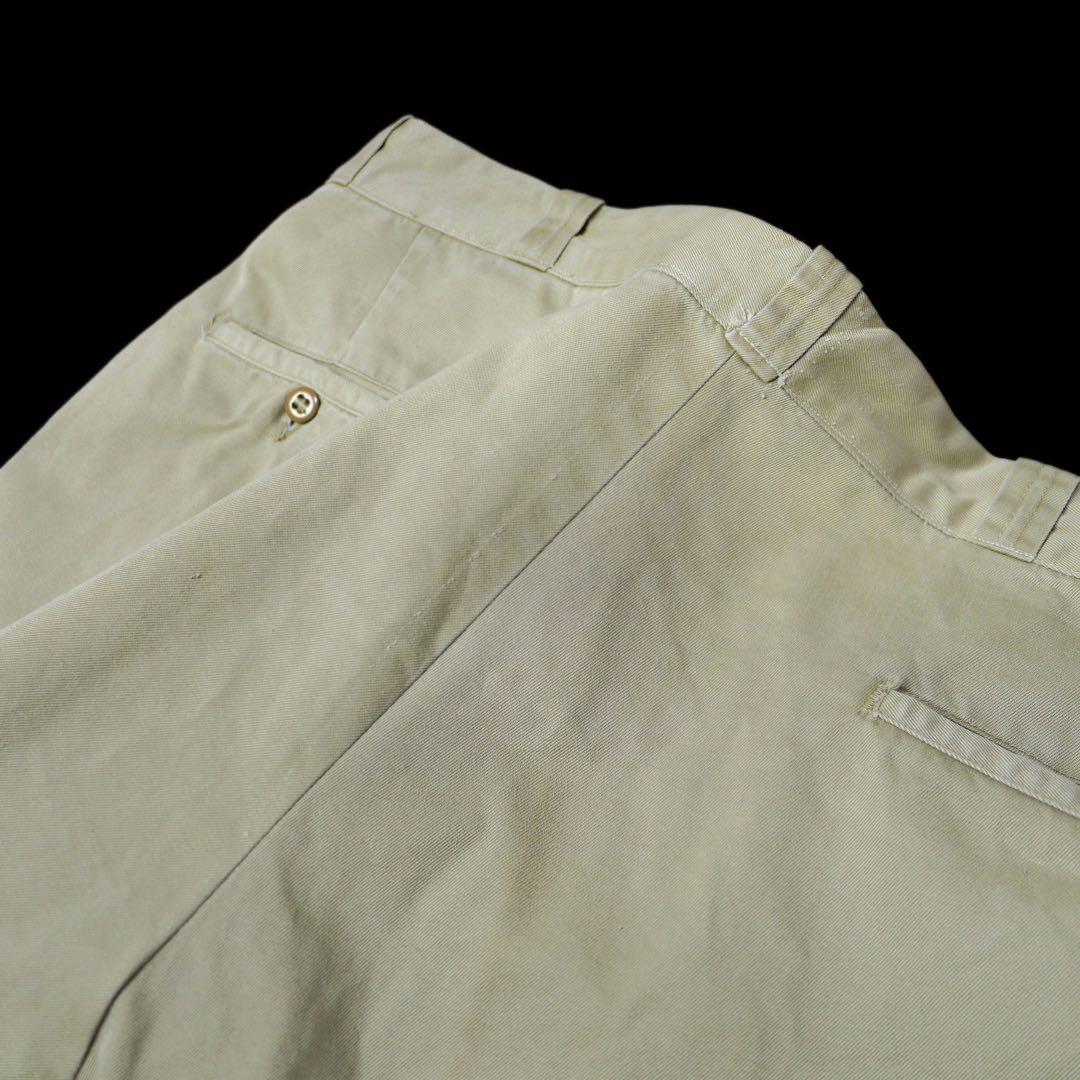 60sビンテージUS ARMY米軍ミリタリー コットン チノパンW34軍物 古着