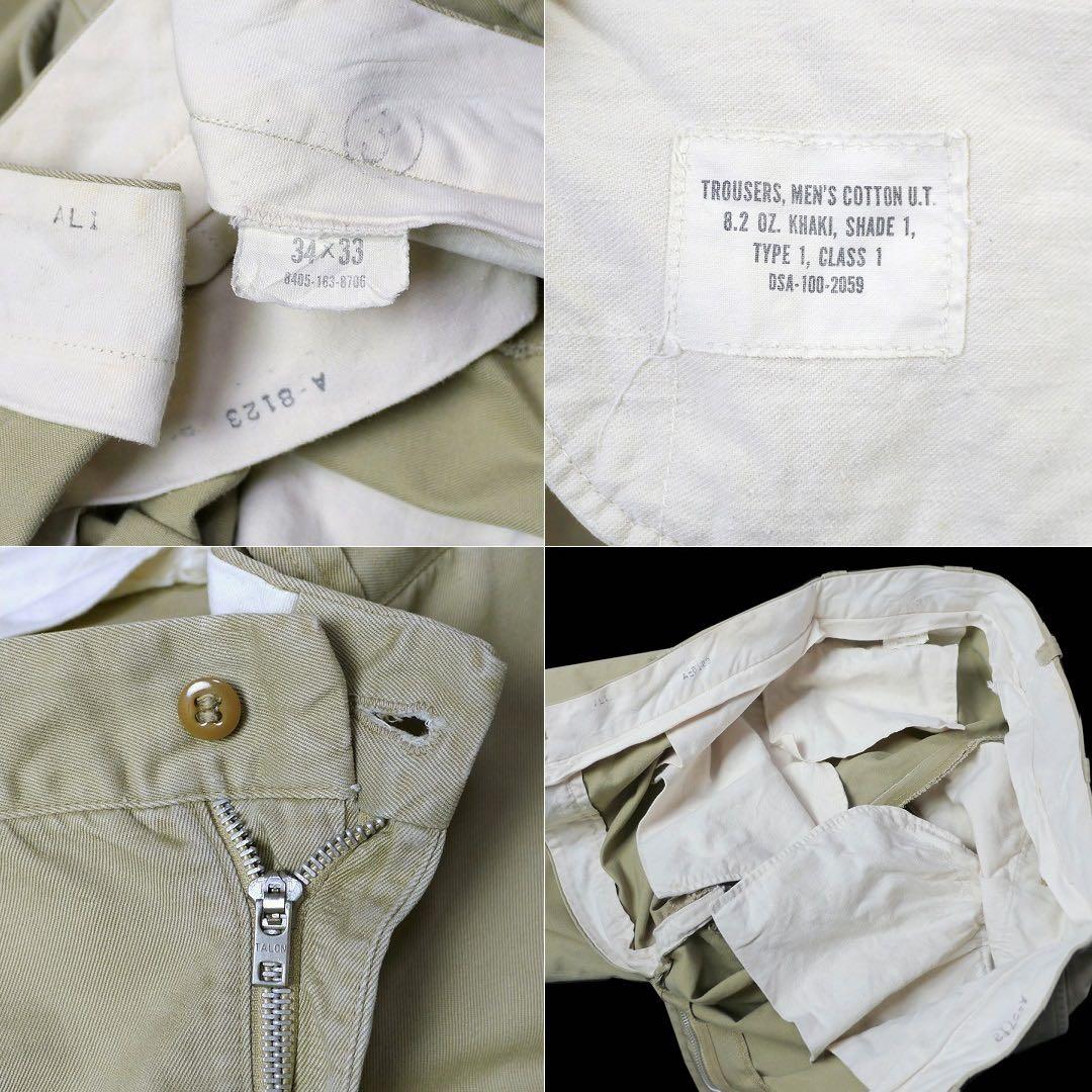 60sビンテージUS ARMY米軍ミリタリー コットン チノパンW34軍物 古着