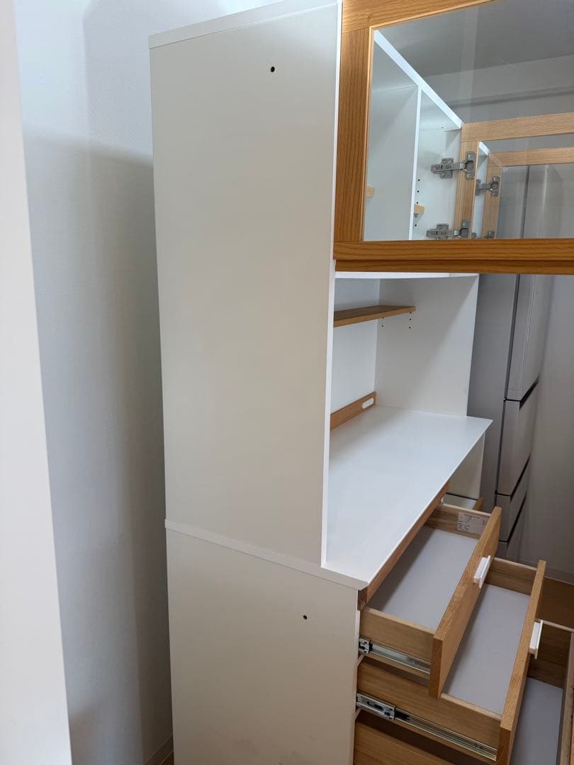 モモナチュラル　食器棚　CUPBOARD 120WH 01+02