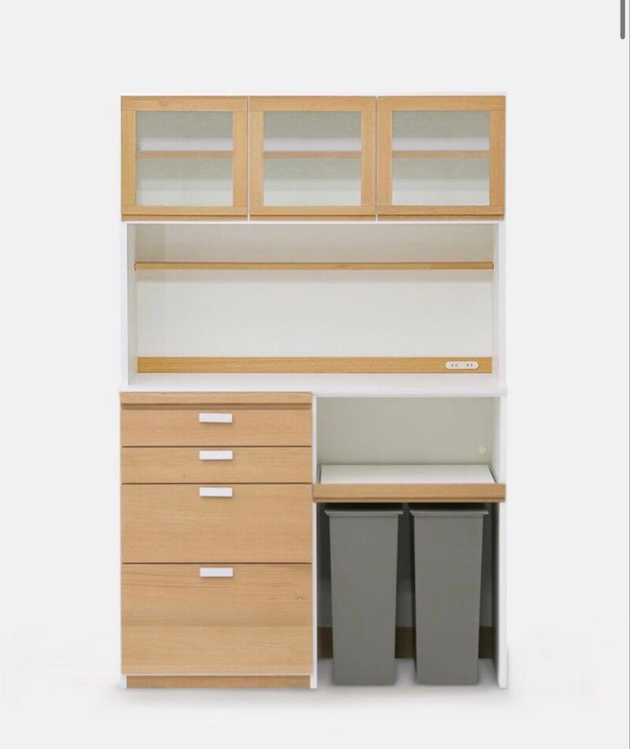 モモナチュラル　食器棚　CUPBOARD 120WH 01+02