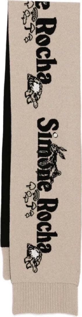 シモーネ・ロシャ ロンググラフィックロゴニットスカーフ　マフラー