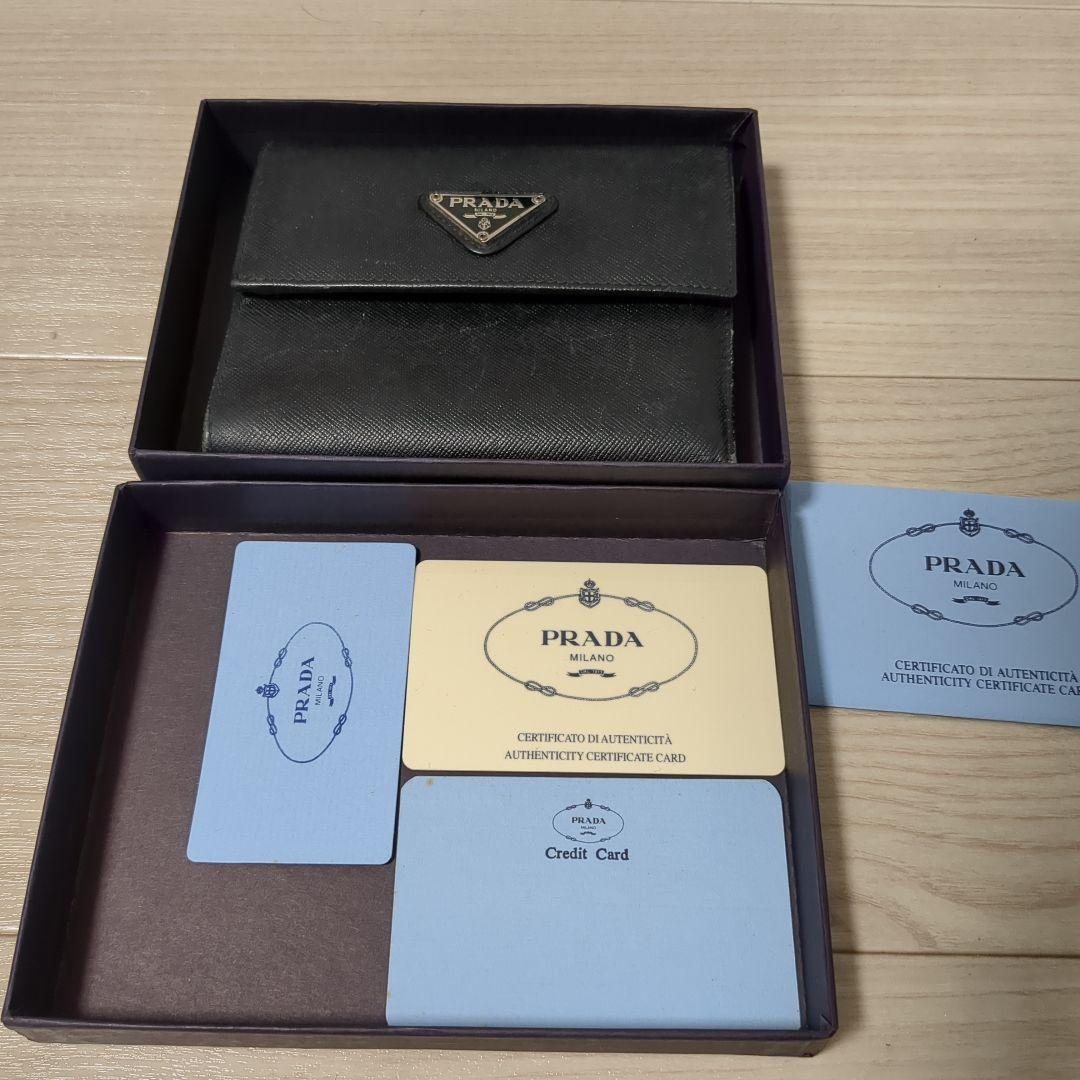 箱付き　 プラダ サフィアーノ M170 トライアングルロゴ 三つ折り財布