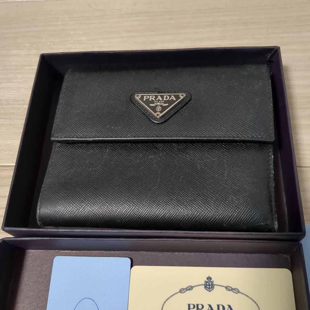 箱付き　 プラダ サフィアーノ M170 トライアングルロゴ 三つ折り財布