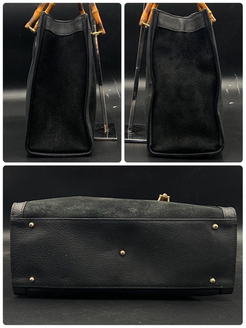 【美品】グッチ ダイアナ バンブー トートバッグ ブラック スエード