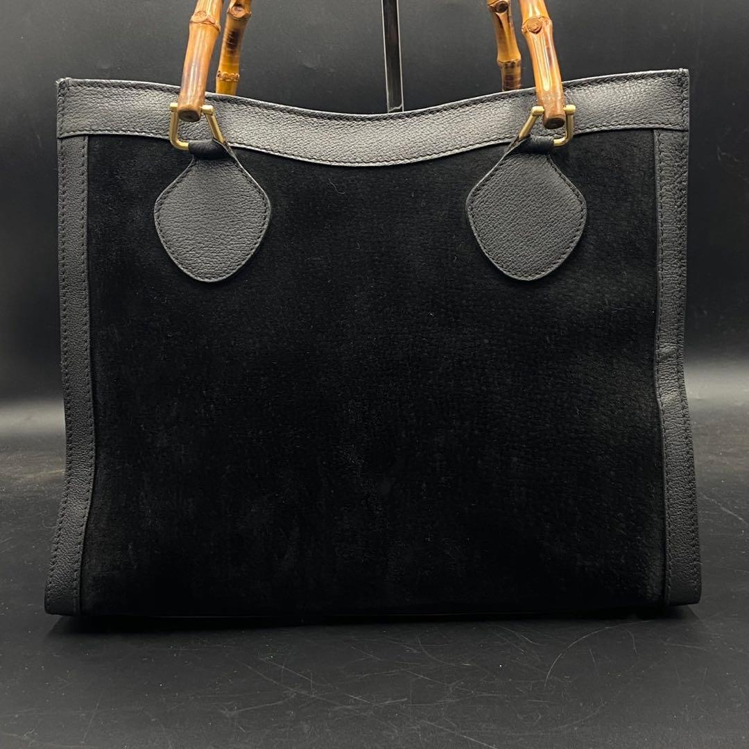 【美品】グッチ ダイアナ バンブー トートバッグ ブラック スエード
