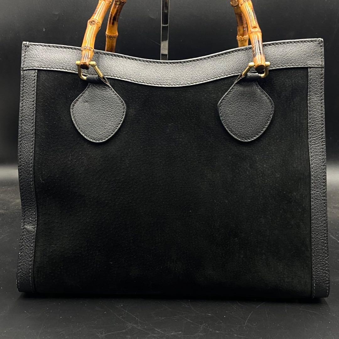 【美品】グッチ ダイアナ バンブー トートバッグ ブラック スエード