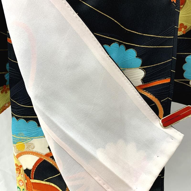 502ag6,楽々衿□七五三 小柄な七歳 セミアンティーク 女児 着物&丸帯