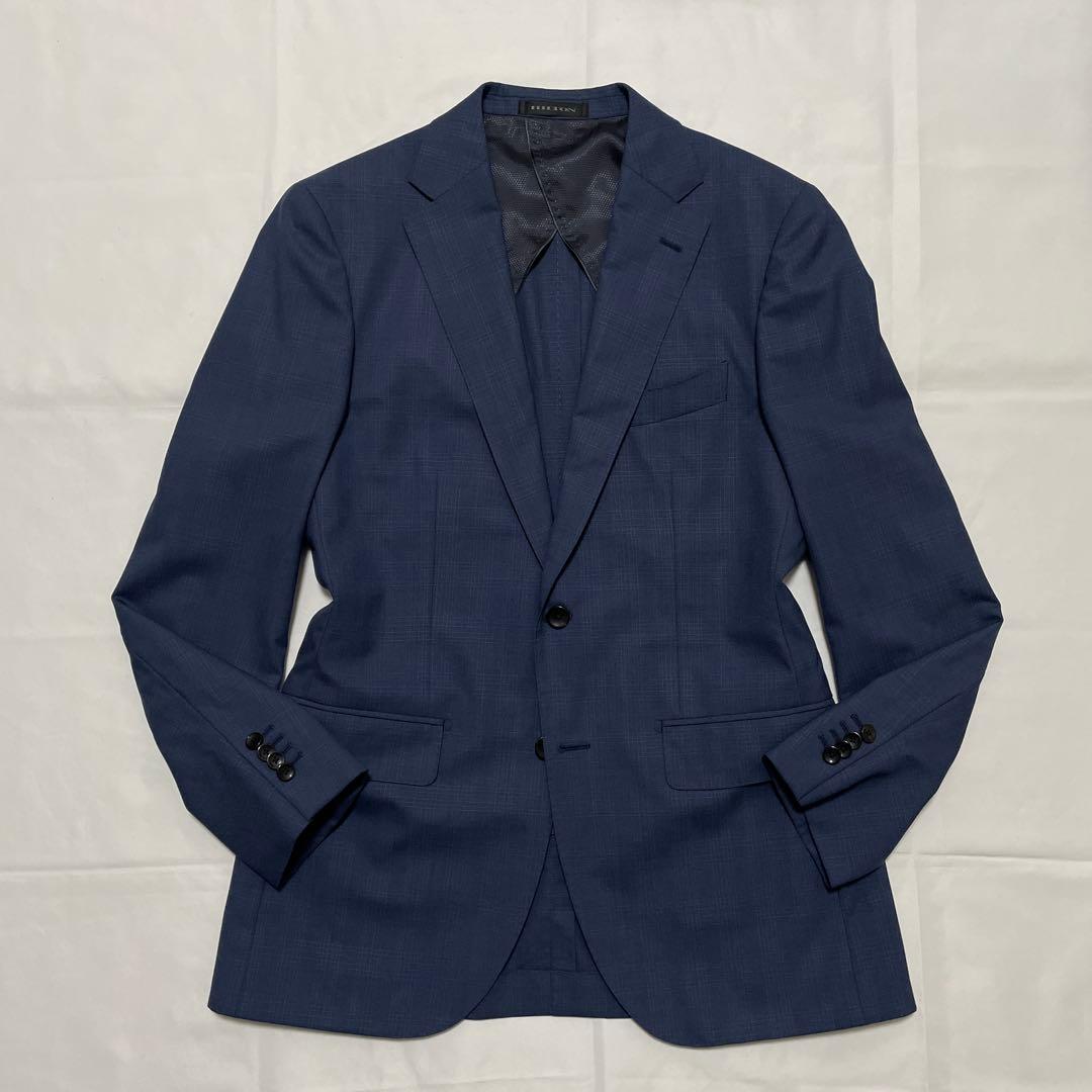 極美品✨️HILTON コロンボ super130 スーツ 紺 チェック A6