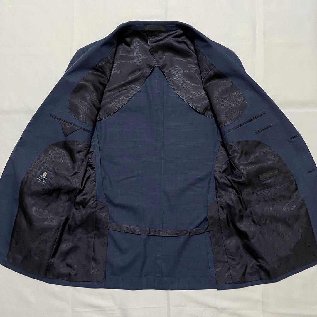 極美品✨️HILTON コロンボ super130 スーツ 紺 チェック A6