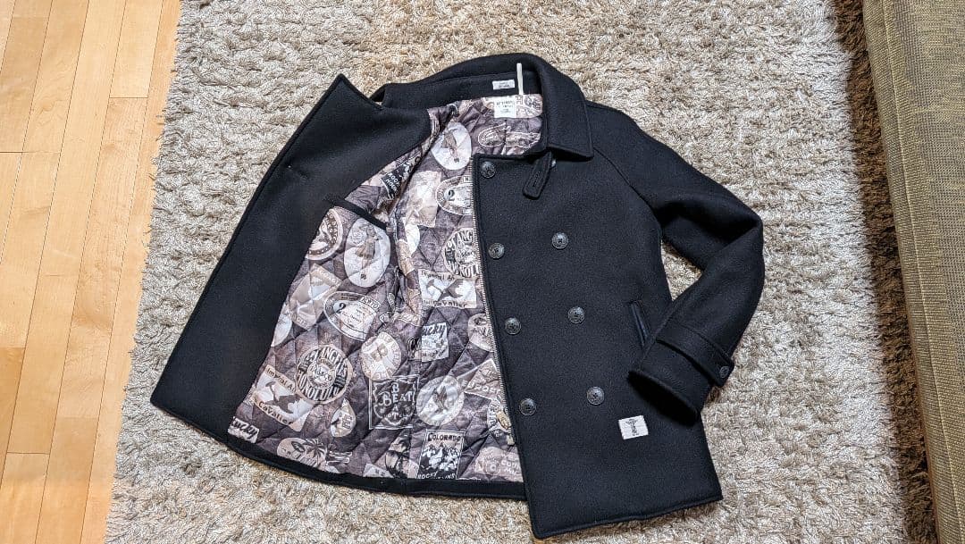 SALE☆BEDWIN メルトン ウール 中綿 ジップ Pコート 総柄 3 L