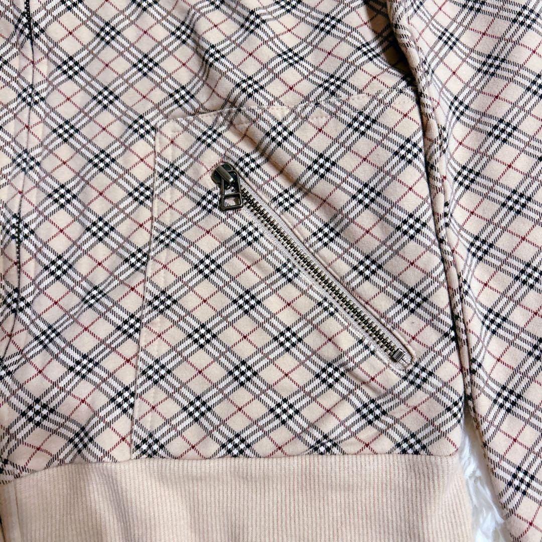 希少✨バーバリーブルーレーベル　ノバチェック　ジップアップ　パーカー