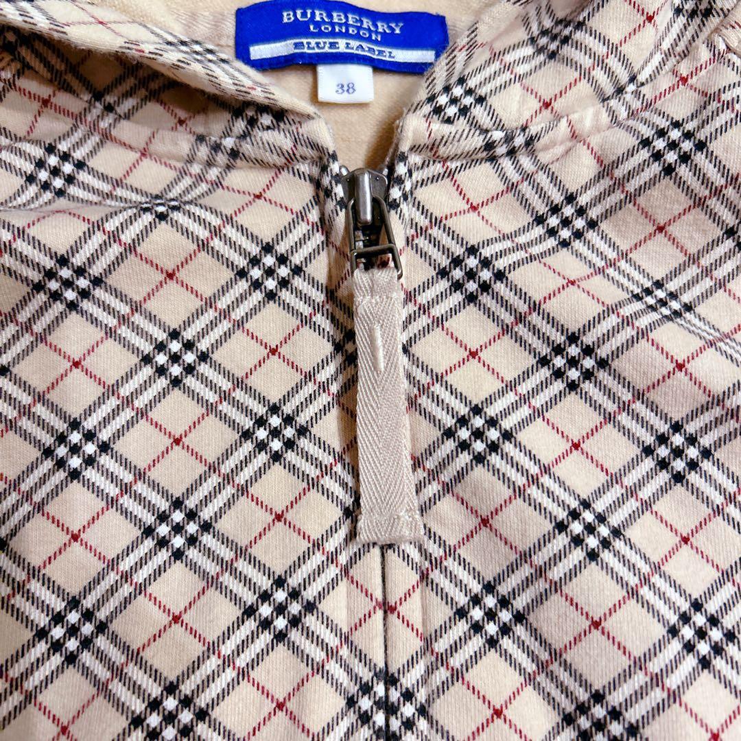 希少✨バーバリーブルーレーベル　ノバチェック　ジップアップ　パーカー