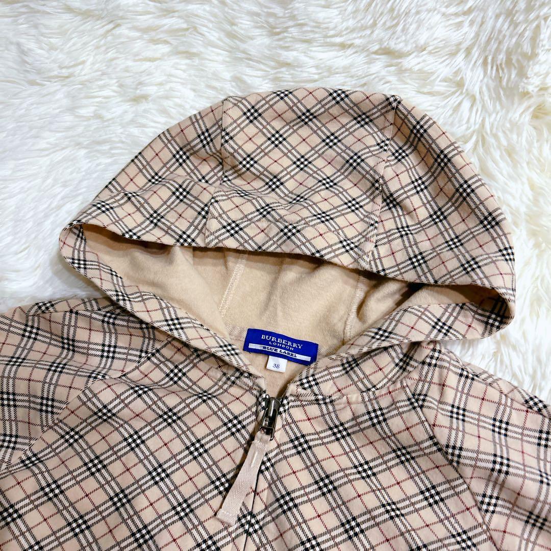 希少✨バーバリーブルーレーベル　ノバチェック　ジップアップ　パーカー