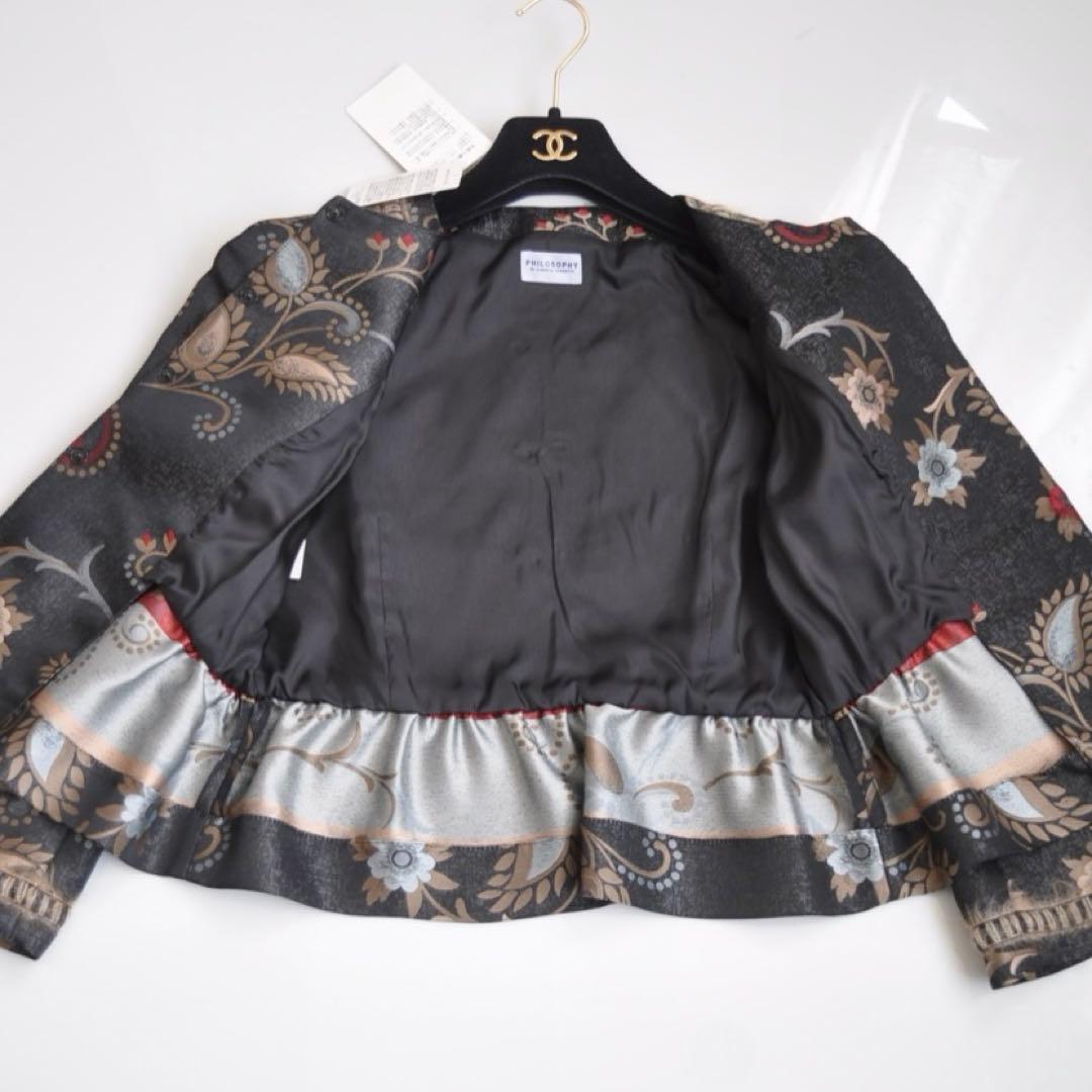 未使用 フィロソフィ ド アルベルタ フェレッティ ノーカラージャケット 花柄
