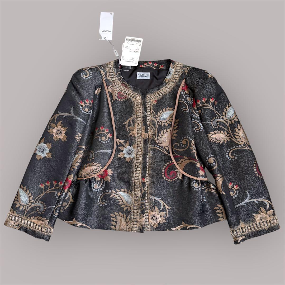 未使用 フィロソフィ ド アルベルタ フェレッティ ノーカラージャケット 花柄