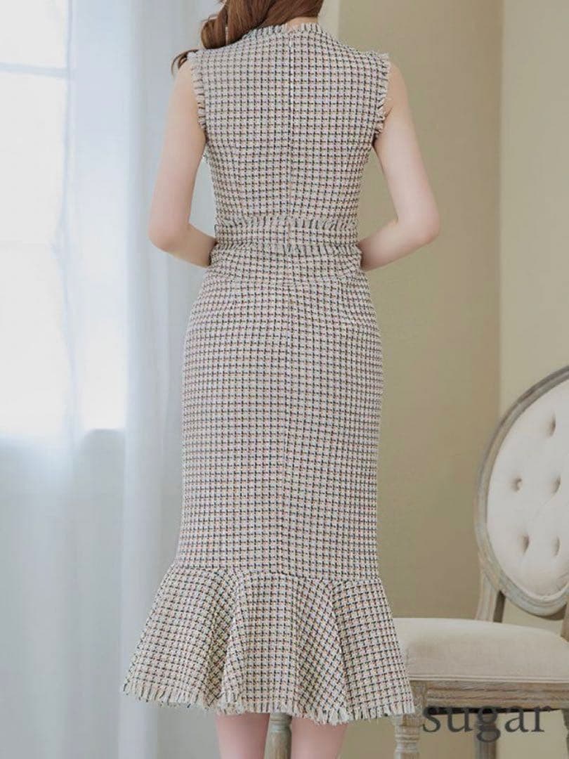 ROBE de FLEURS ローブドフルール　キャバドレスS ロング　ツイード