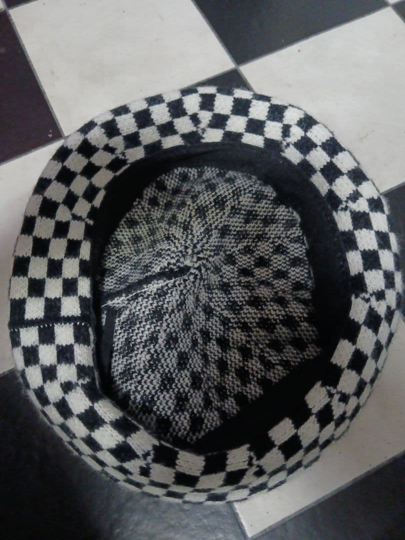 モッズスカパンク白黒チェッカーニットベレー帽