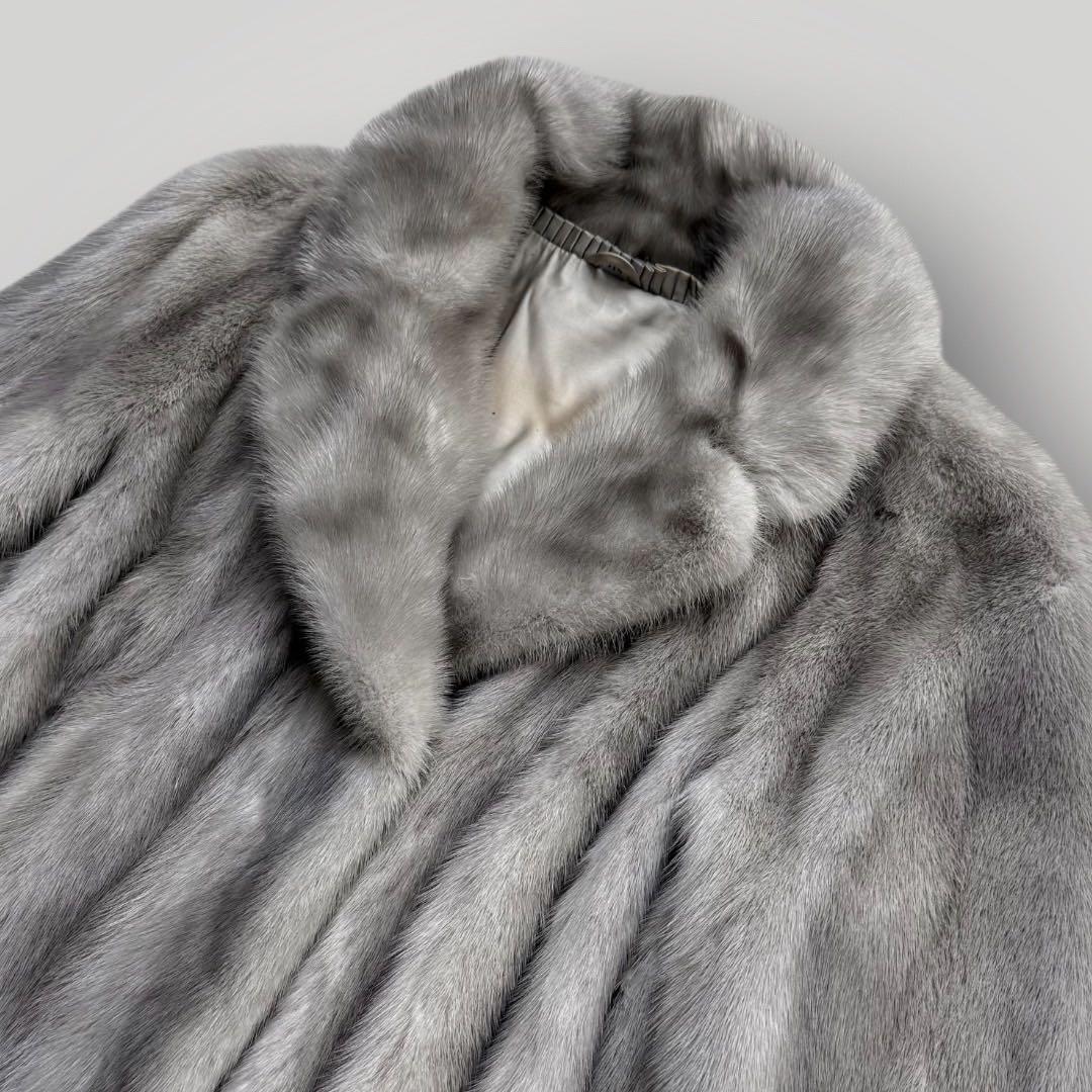 美品 サファイアミンク 本毛皮 リアルファーコート なめし柔らか サイズL