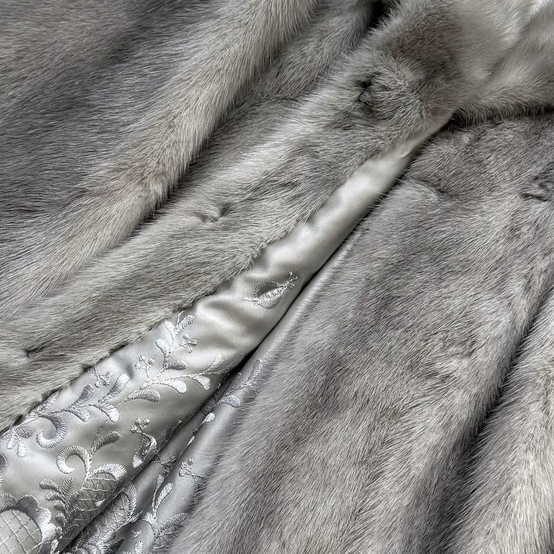 美品 サファイアミンク 本毛皮 リアルファーコート なめし柔らか サイズL