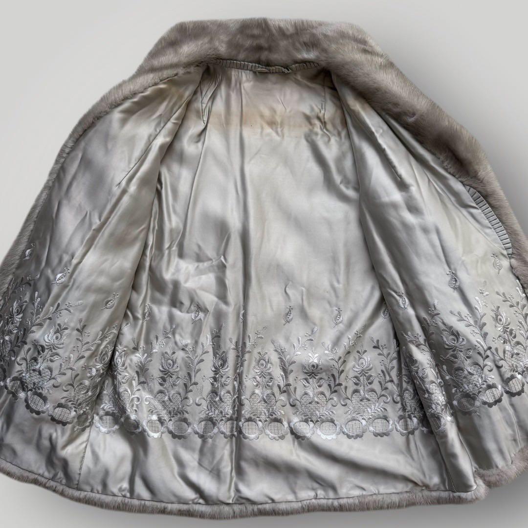 美品 サファイアミンク 本毛皮 リアルファーコート なめし柔らか サイズL