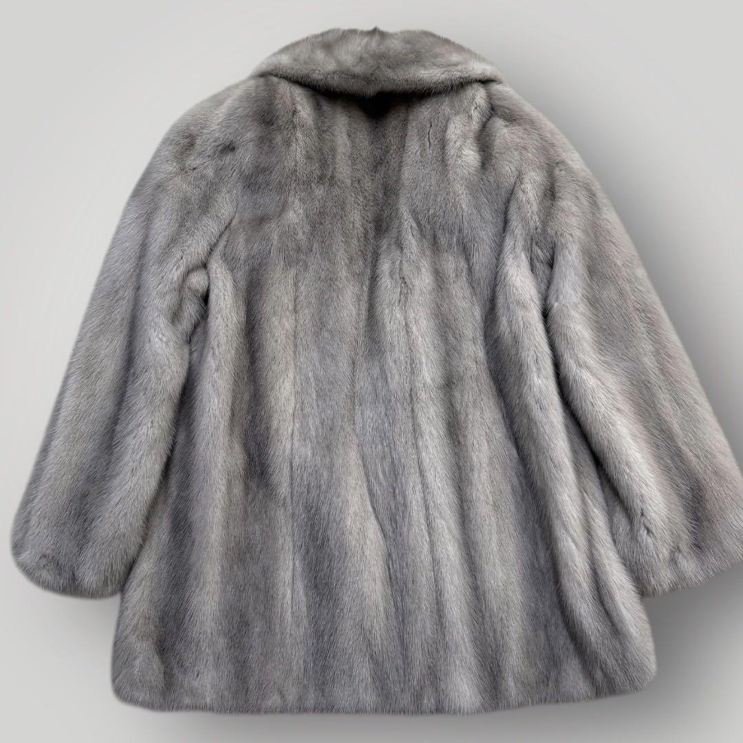 美品 サファイアミンク 本毛皮 リアルファーコート なめし柔らか サイズL