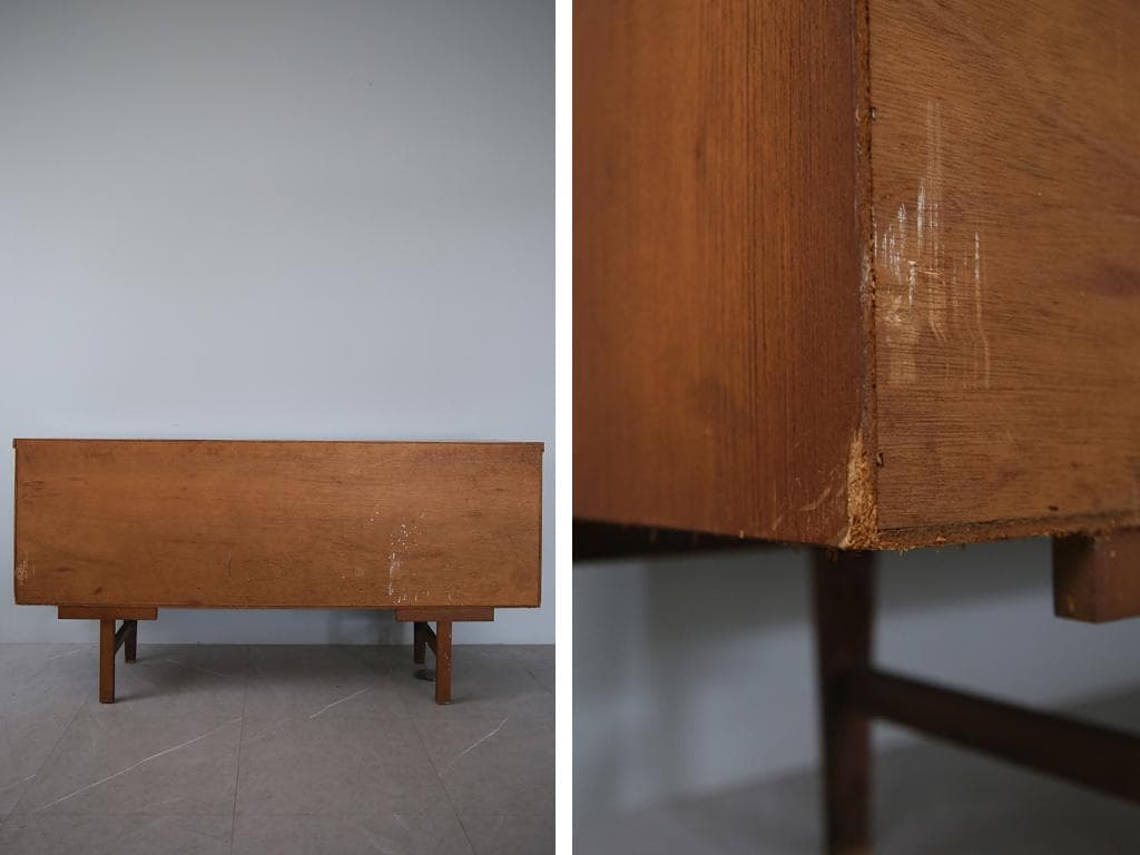 英国アンティークチーク古木サイドボード/木製机/テレビ台キャビネット92-246