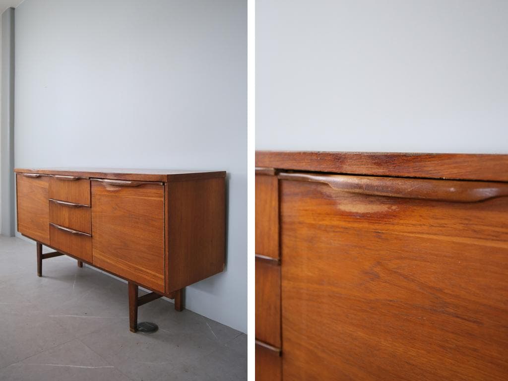 英国アンティークチーク古木サイドボード/木製机/テレビ台キャビネット92-246