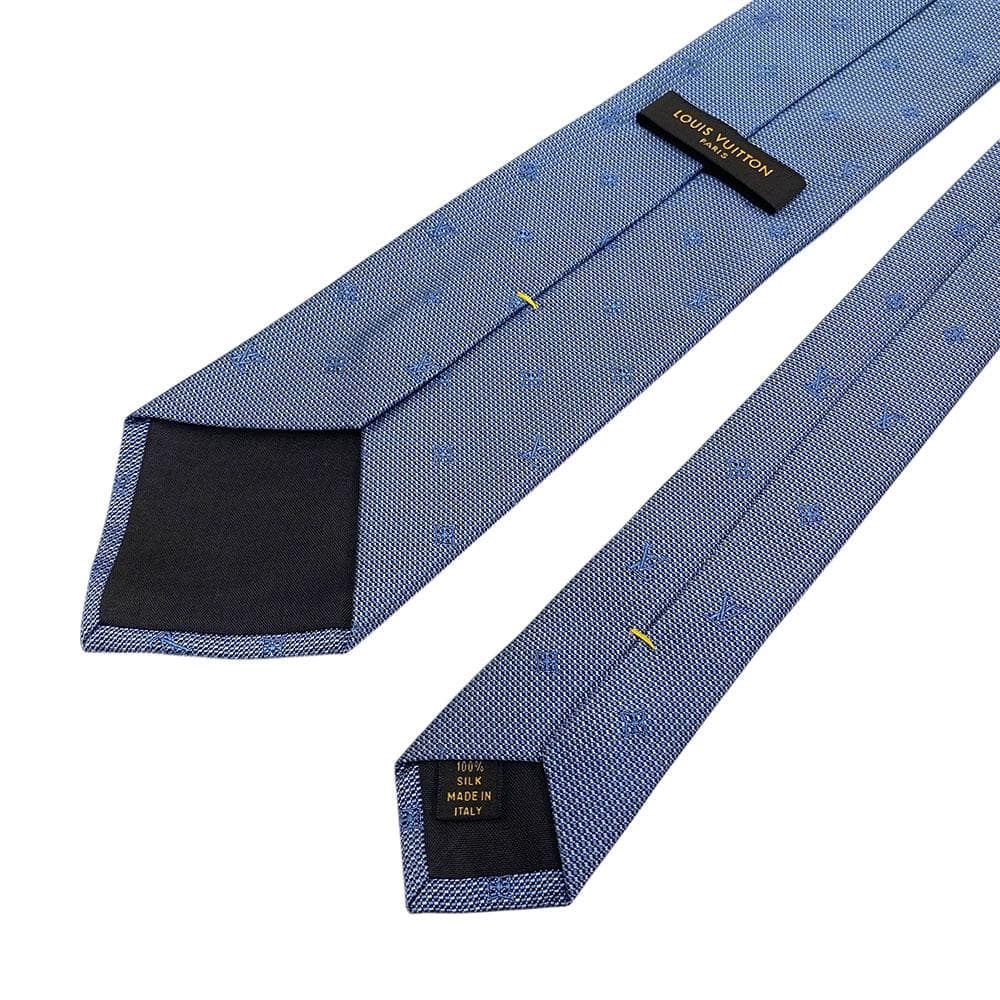 【極美品】 ルイヴィトン ネクタイ モノグラム LV ロゴ シルク ブルー
