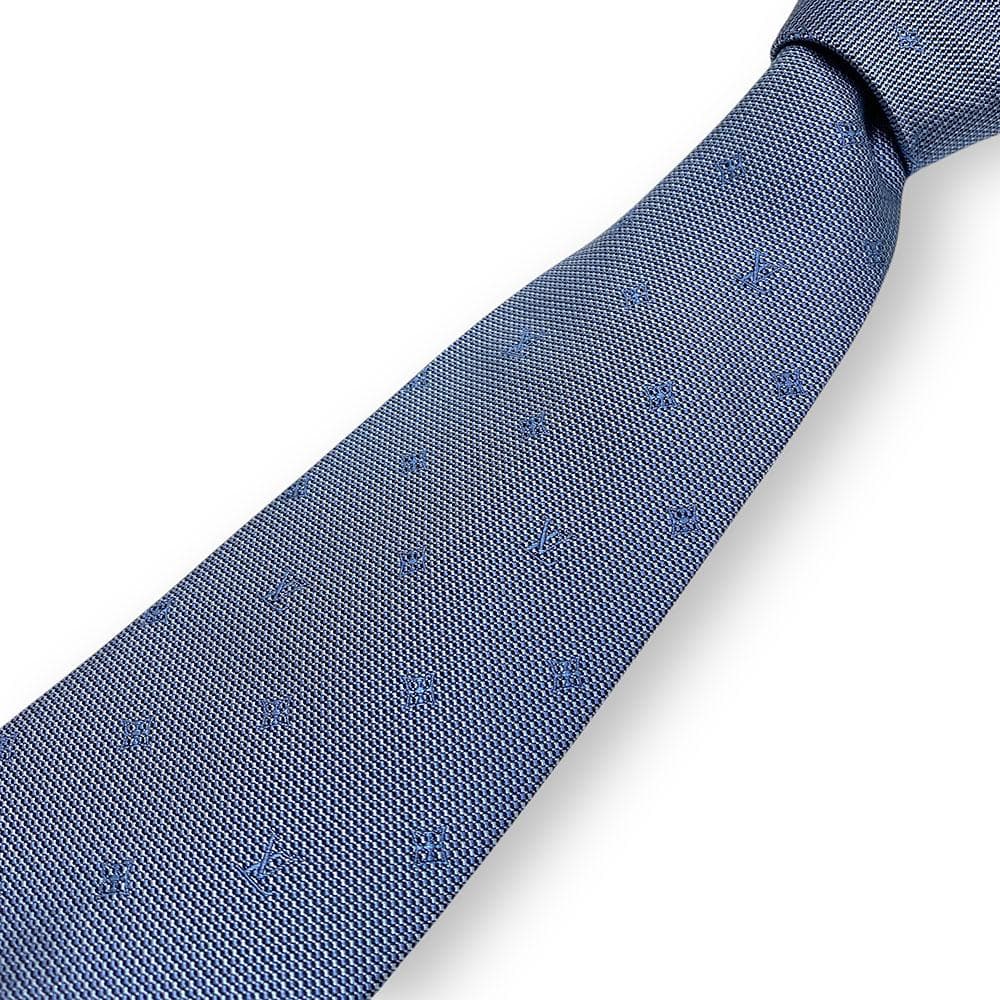 【極美品】 ルイヴィトン ネクタイ モノグラム LV ロゴ シルク ブルー