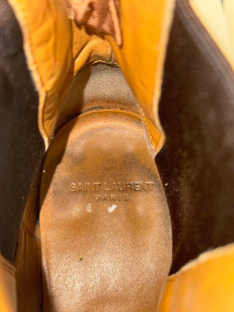 サンローラン 43 ベージュ スエード サイドゴアブーツ