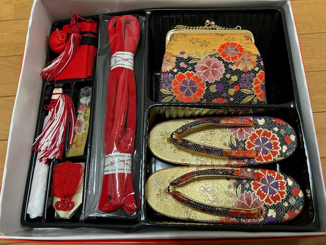 七五三 帯　7点セット 花柄 金色