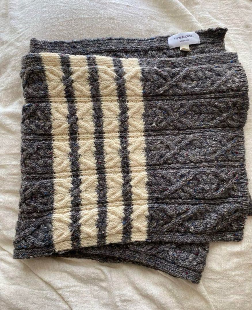 THOM BROWNE トムブラウン ケーブル編み大判マフラー